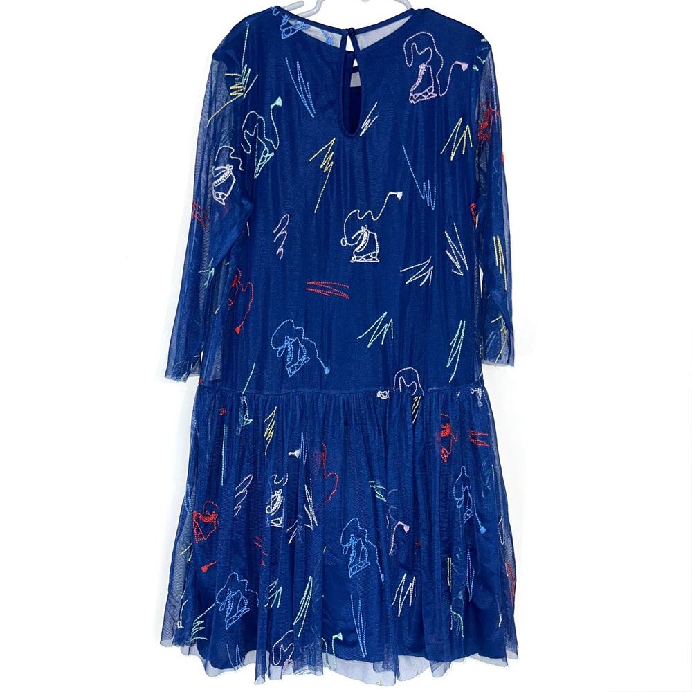 Stella McCartney Kids Girls Navy Blue Embroidered Skates Tulle Dress Size 12 - Picture 9 of 13